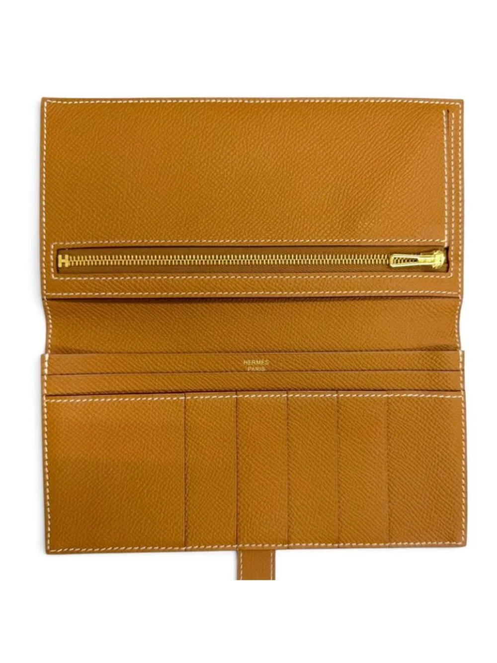 Hermes Bearn Soufflet Veau Epsom Gold Wallet
